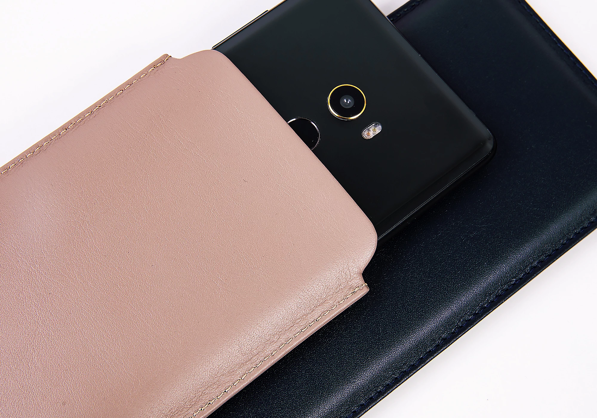 Slim Sleeve for Xiaomi Mi MIX 2 - Light Taupe - Granulated Leather