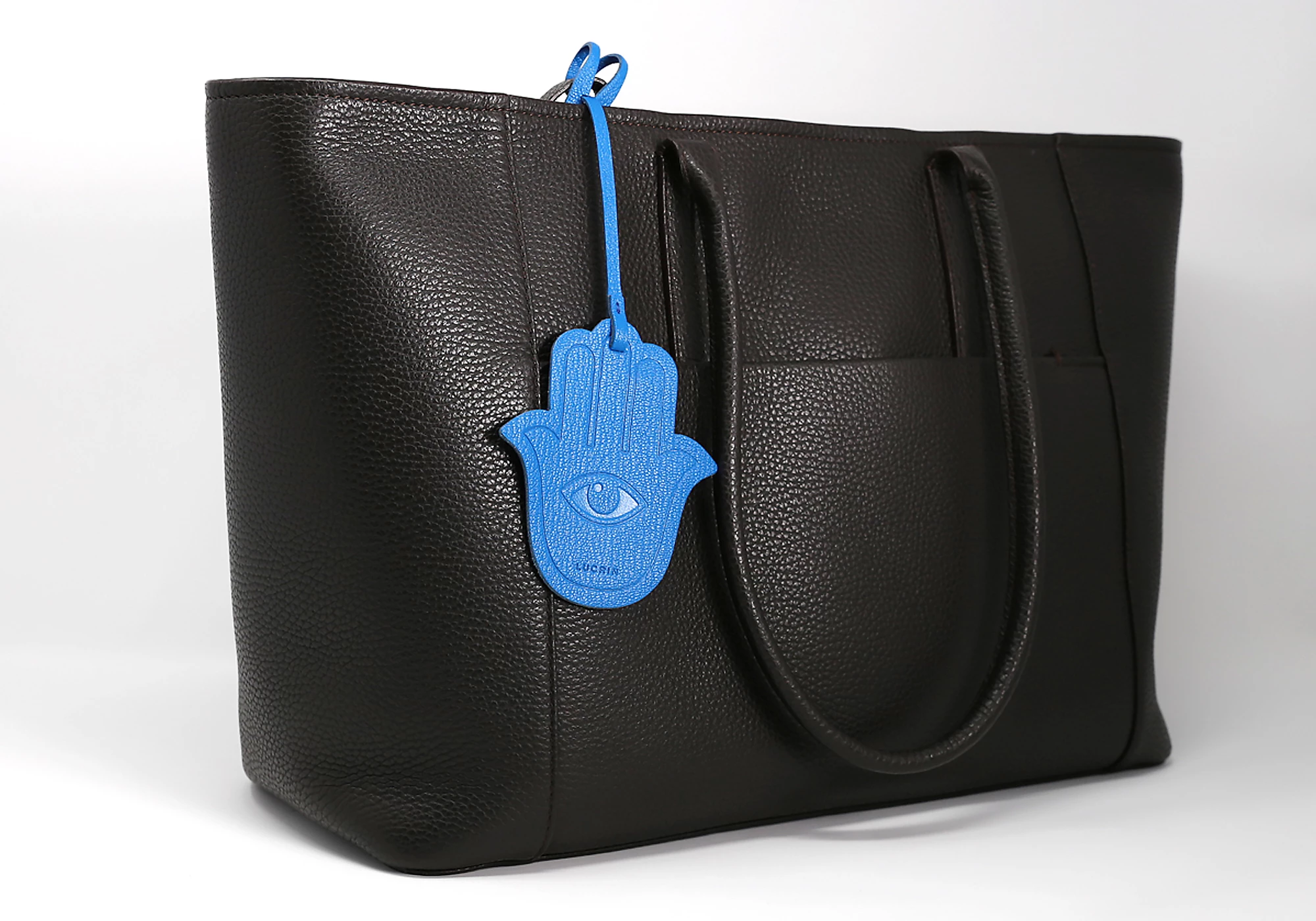 The Hamsa Lucky Charm - Denim Blue - Vegetable Tanned Leather