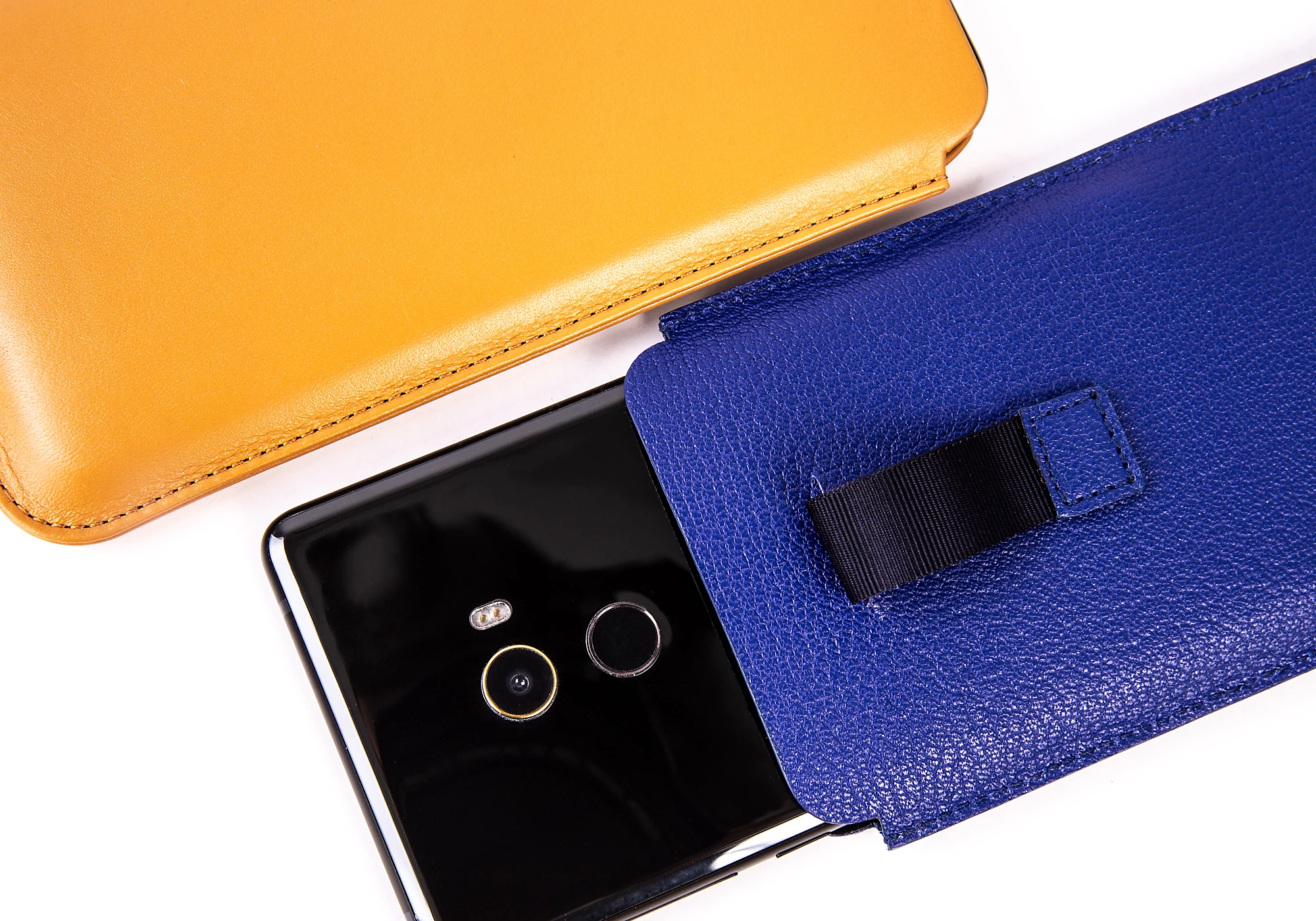 Xiaomi Mi MIX 2 case with pull-up strap - Navy Blue - Granulated Leather