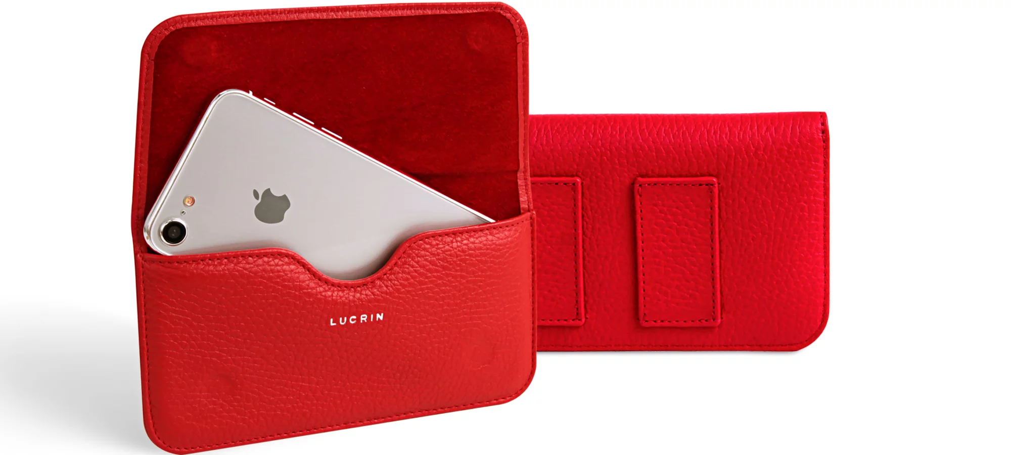 iPhone 8 belt case - Red - Granulated Leather