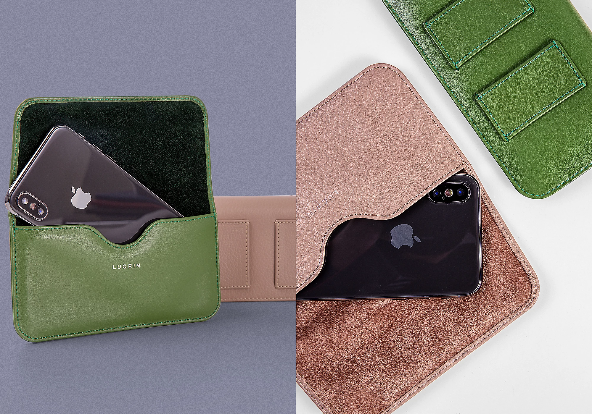 Belt Case for iPhone XS - Light Green - Smooth Leather
