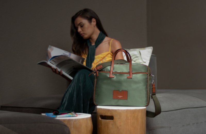 15” Leather-Nylon Laptop Bag