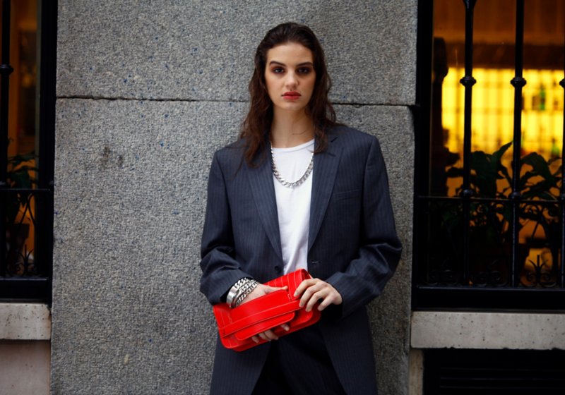 Clutch bag pin stripe style