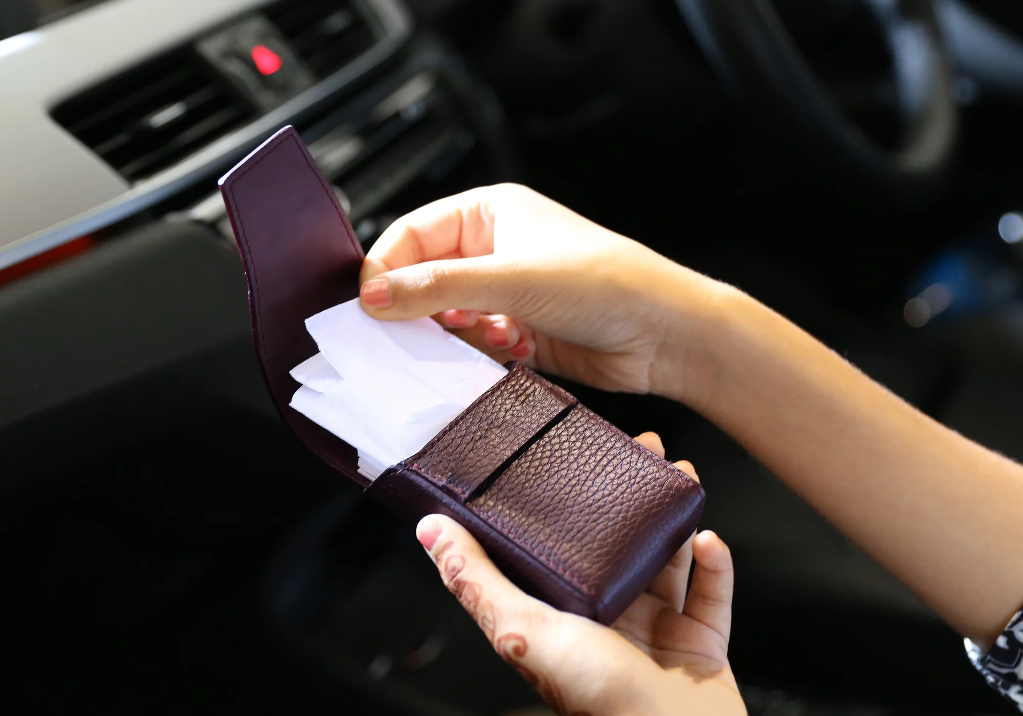 Tissues pouch - Burgundy - Smooth Leather