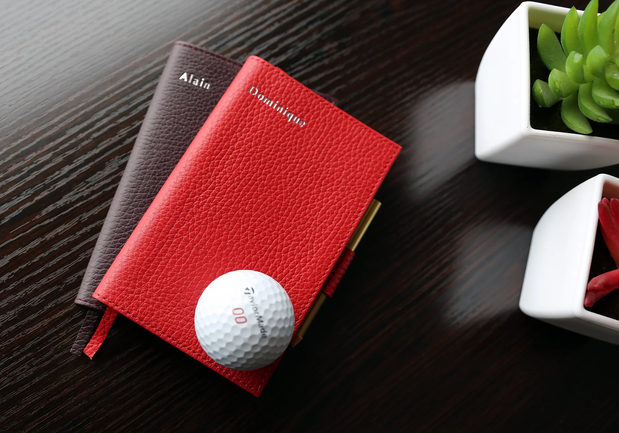 Notebook for golf score - Red - Smooth Leather