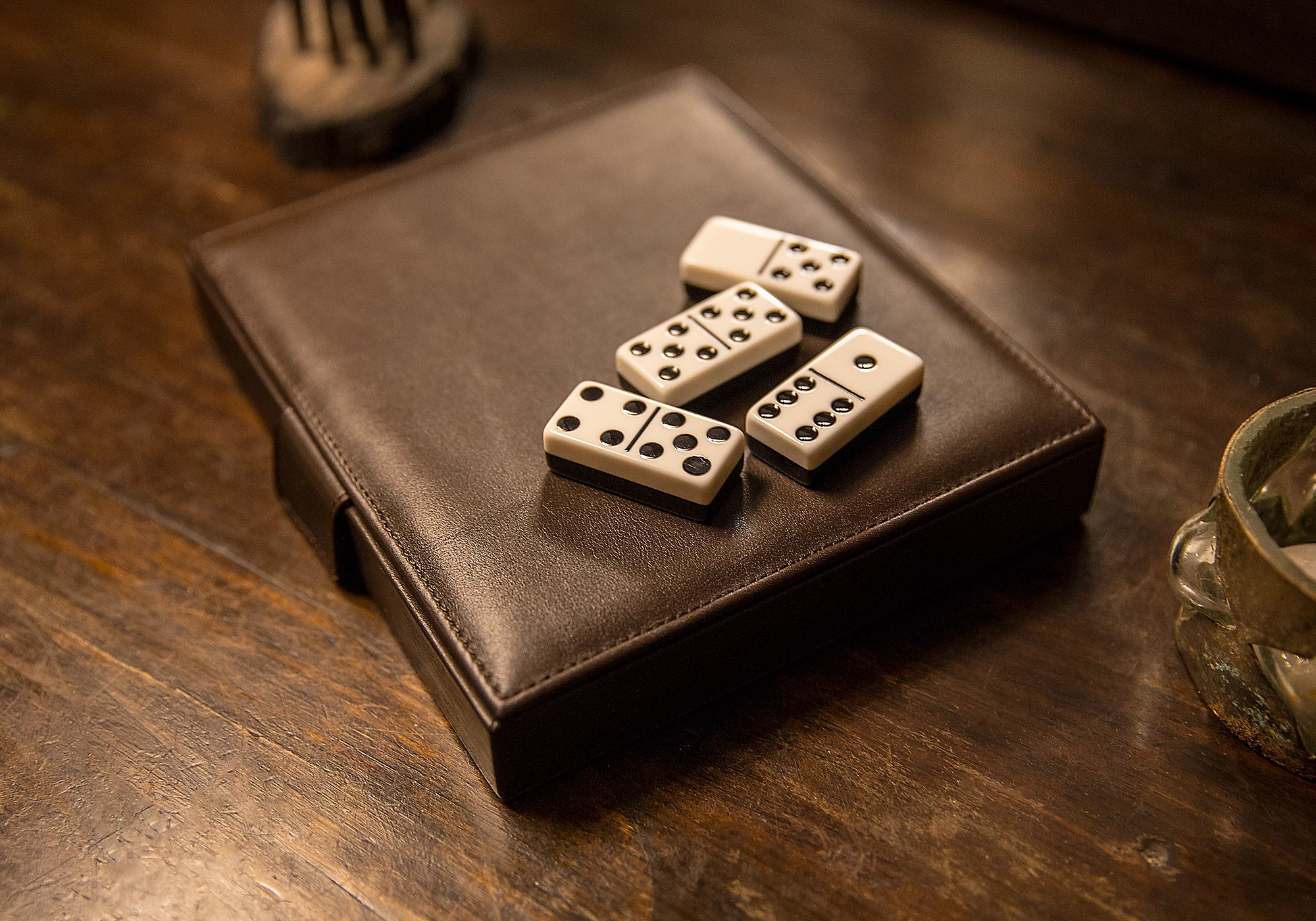 Dominoes set - Natural - Smooth Leather