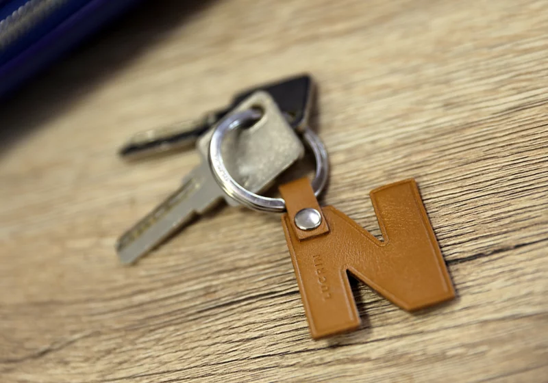 Alphabet Keychain - Burgundy - Goat Leather