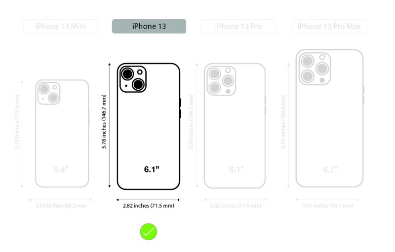 Apple iPhone 13 Pro (15th Gen) Dimensions & Drawings