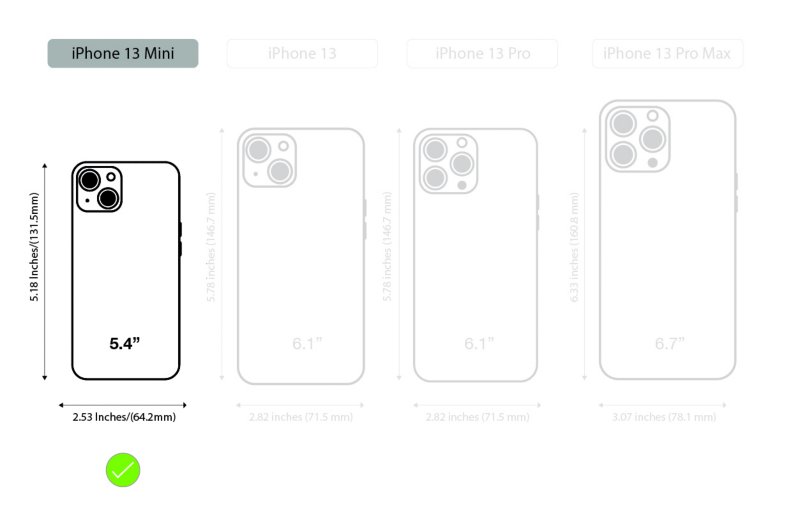 Apple iPhone 13 Mini (15th Gen) Dimensions & Drawings