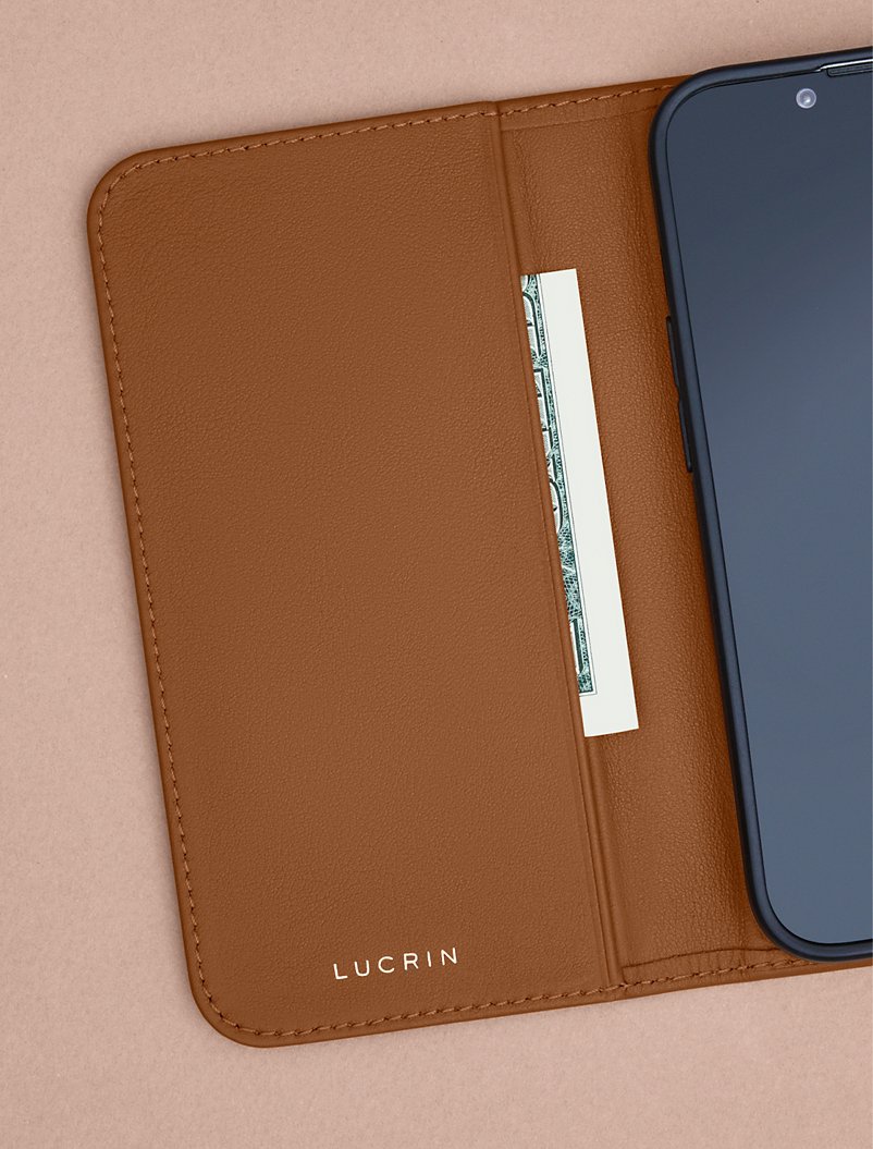 LUCRIN Geneva iPhone 13 Pro Cover - Orange - Granulated Leather