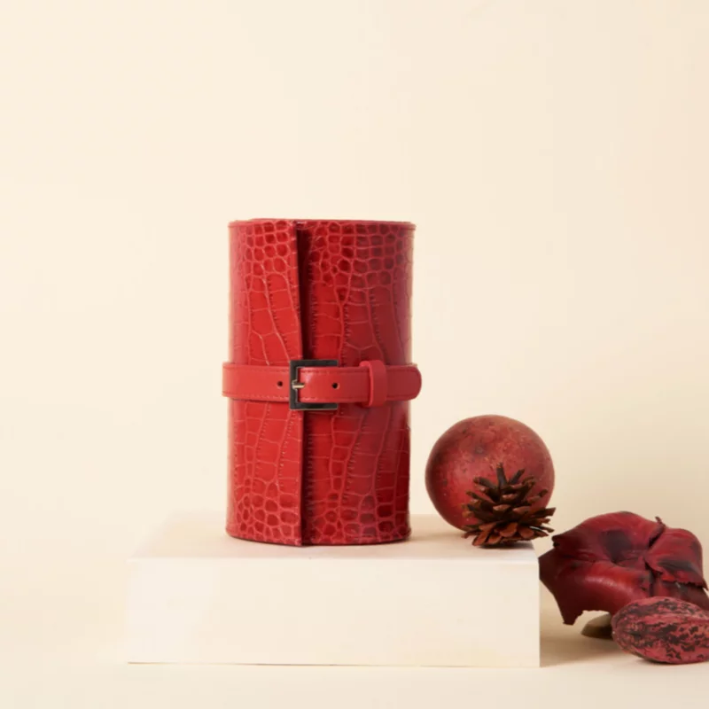 LUCRIN Geneva Lipstick Holder - Red - Smooth Leather