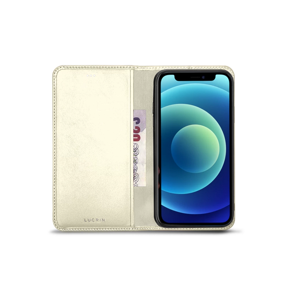 Funda cartera personalizada de cuero para iPhone 12 mini - Blanco Crudo ...
