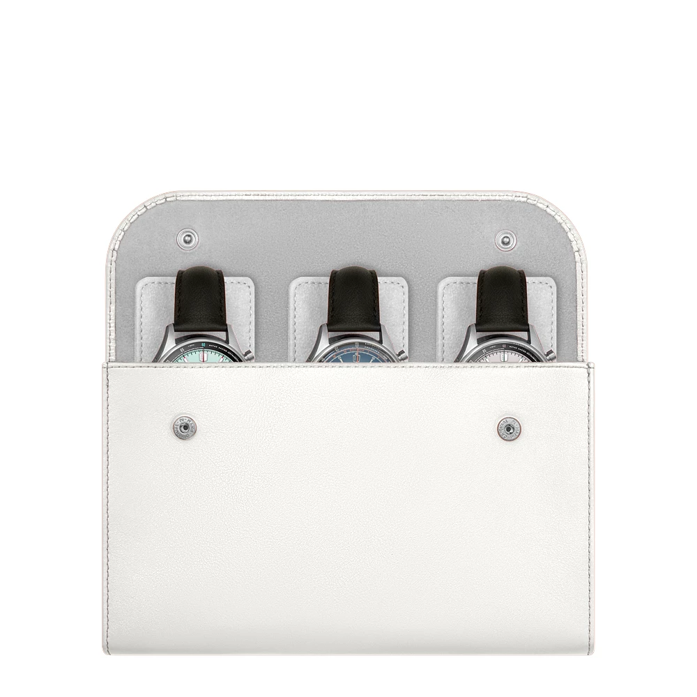 Triple Watch Case in Leather | LUCRIN Geneva - White - Smooth Leather