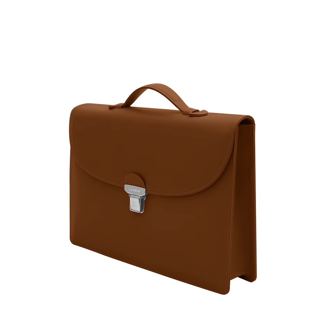 LUCRIN レザー ブリーフケース – シングルガセット & 15インチPC対応