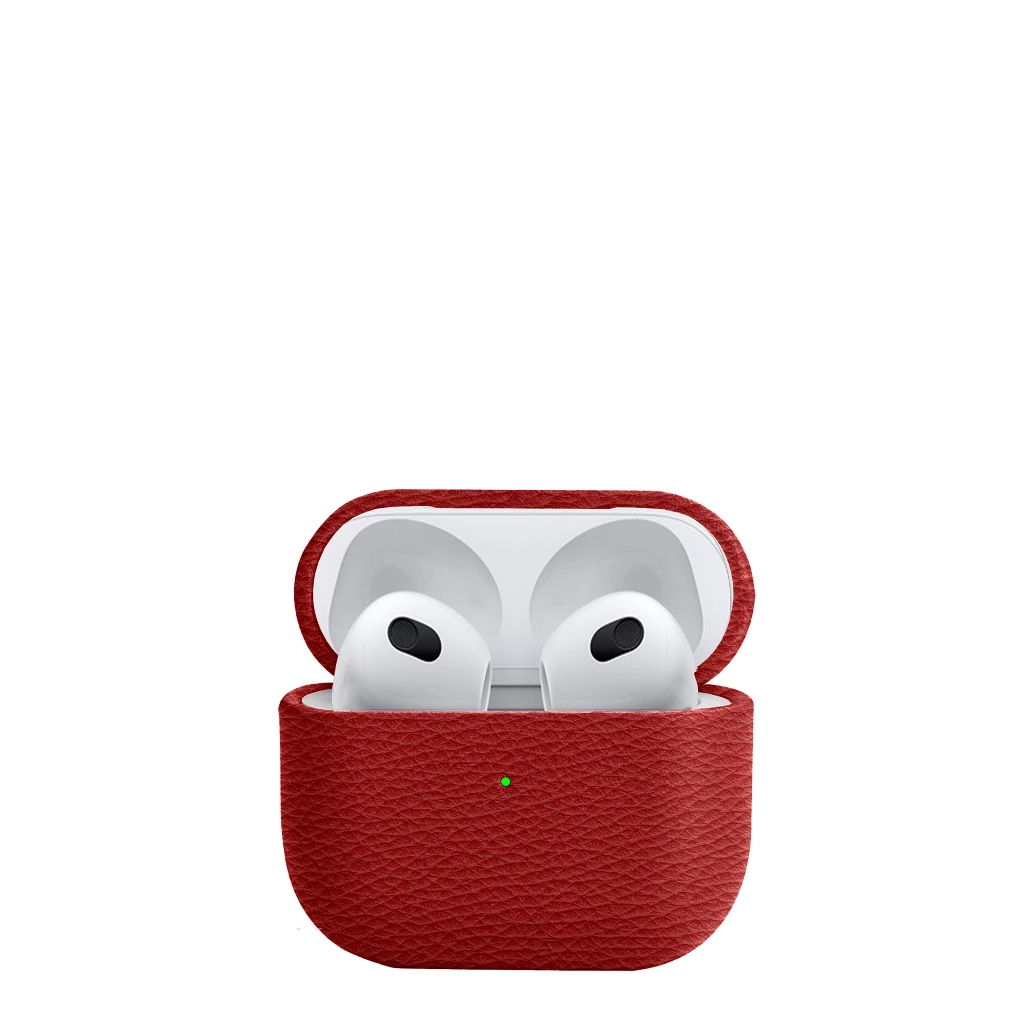 Leather protective case for AirPods 3rd generation - Red - Pebbled
