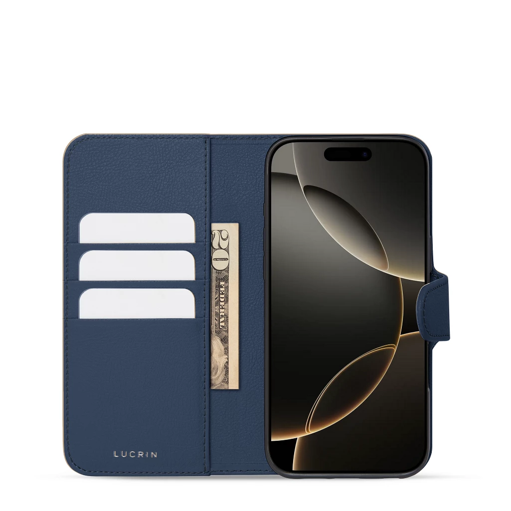 ラグジュアリーレザーウォレットケース iPhone 16 Pro- エレガント