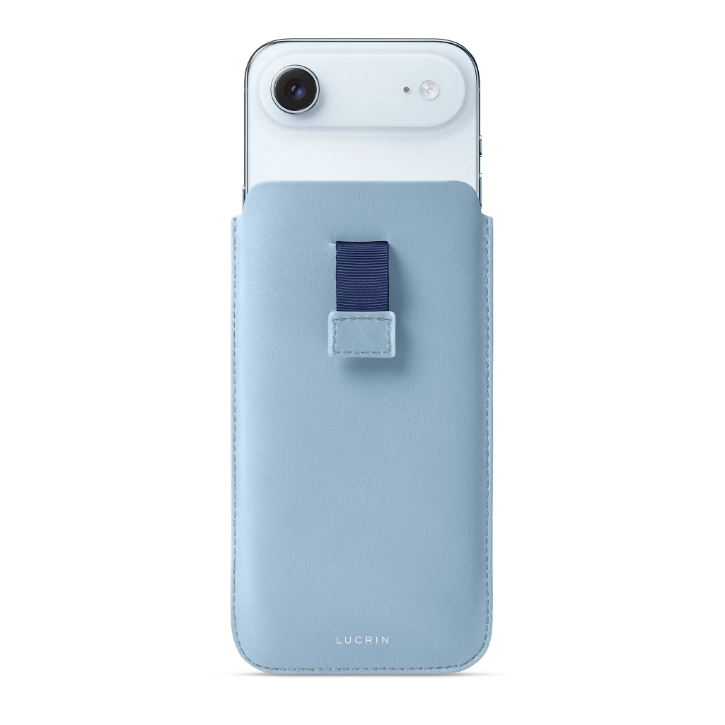iPhone Air sleeve with pull-tab | Personalized leather LUCRIN