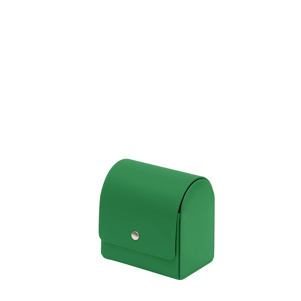 Leather single watch travel case - Light Green - Smooth Leather