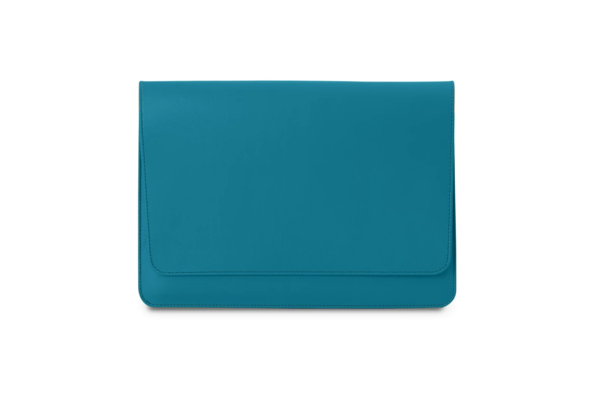 Turquoise Quotes A5 leather pouch with flap - Turquoise - Smooth Leather