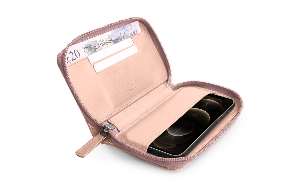 Zip Wallet Case for iPhone 12 Pro - Nude - Smooth Leather main product photo