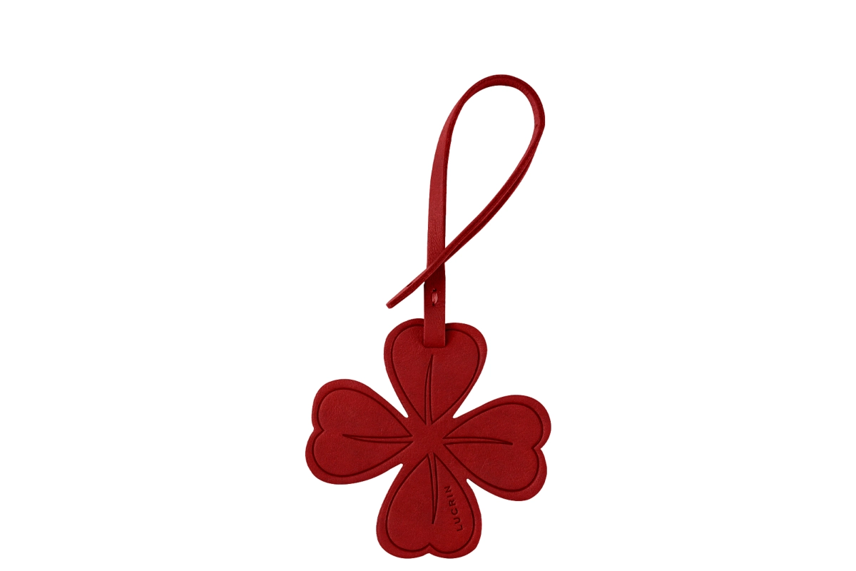 Four-leaf Clover Lucky Charm - Carmine - Vegetable Tanned Leather main product photo