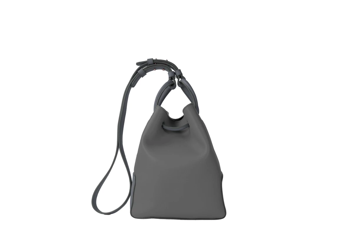 | Leather Bucket Bag L25 | Personalised Bucket Bag - Mouse-Grey ...