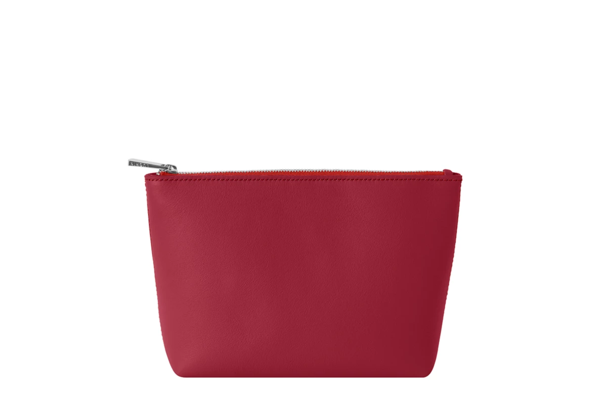 | Luxury leather travel pouch - Red - Smooth Calf Leather