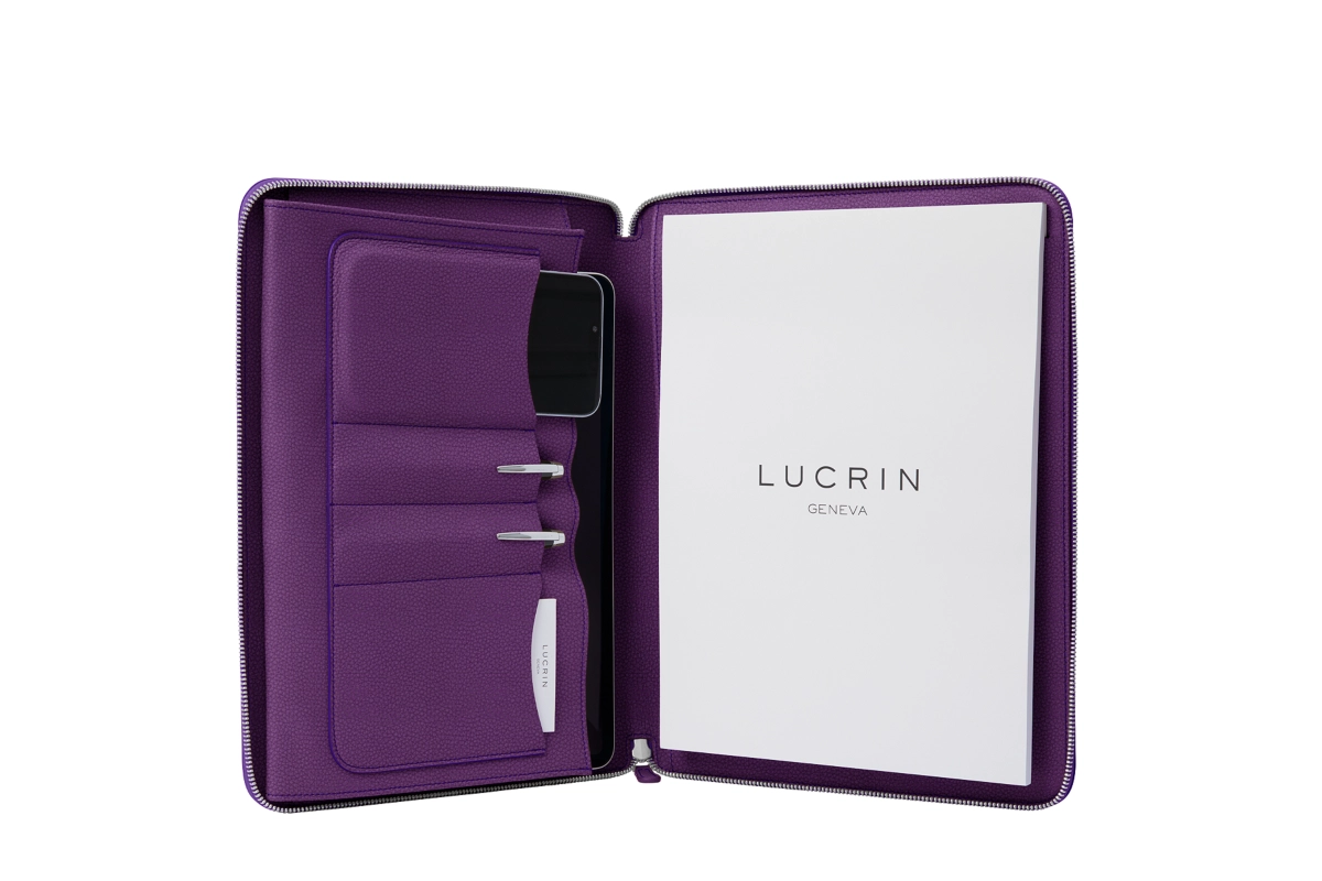 Luxury A4 Portfolio Folder - Lavender - Granulated Calf Leather main product photo