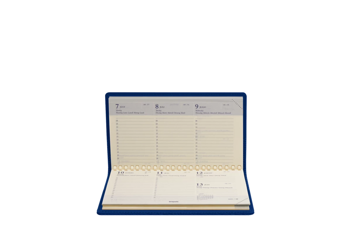 | Week-to-Week Pocket Diary/Organizer 2026 - Royal Blue - Pebbled Leather