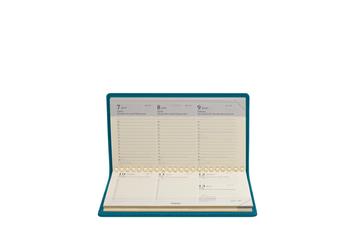 Cheque Diary Week-to-Week Pocket Diary | LUCRIN Geneva - Turquoise - Smooth Leather