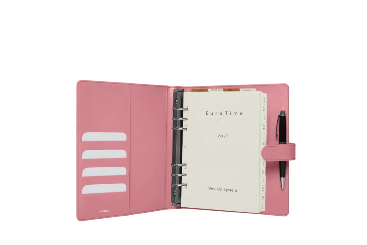 | Large Leather Organiser (7.9 x 9.5 inches) - Pink - Smooth Leather
