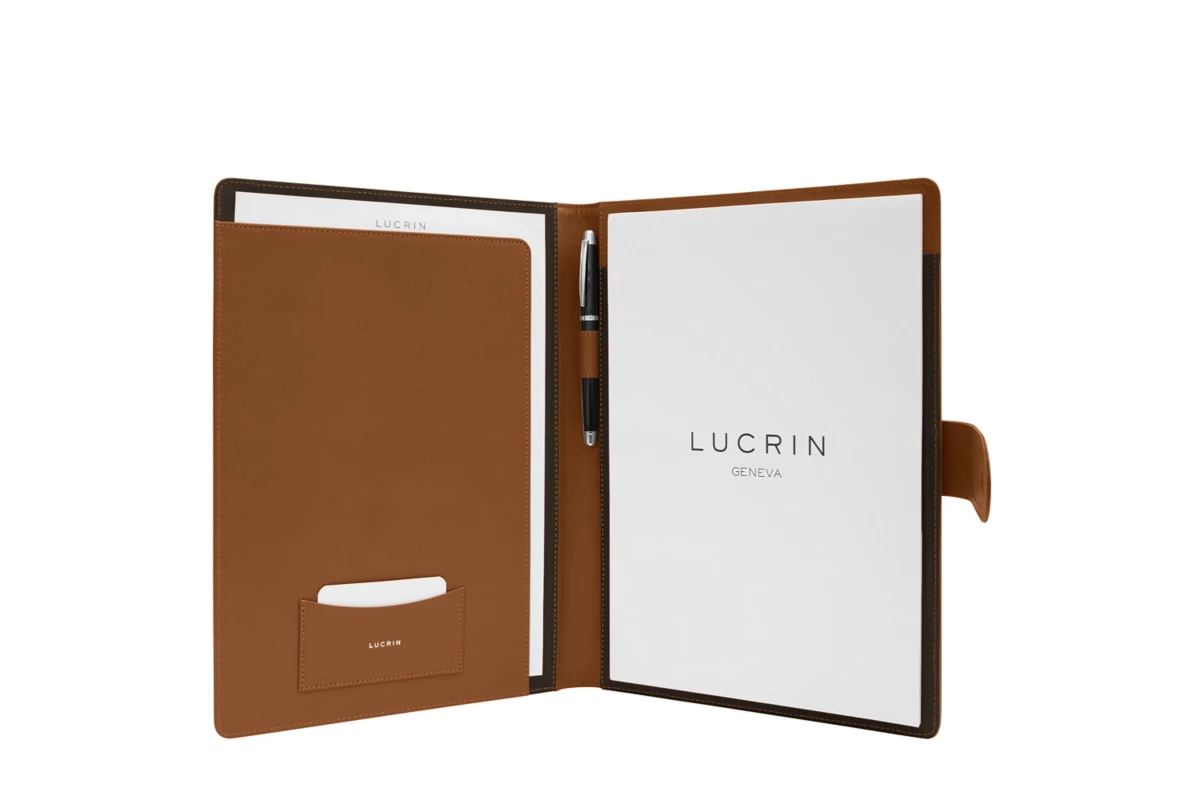 | Leather A4 Conference Folder with loop - Tan - Bonded Leather