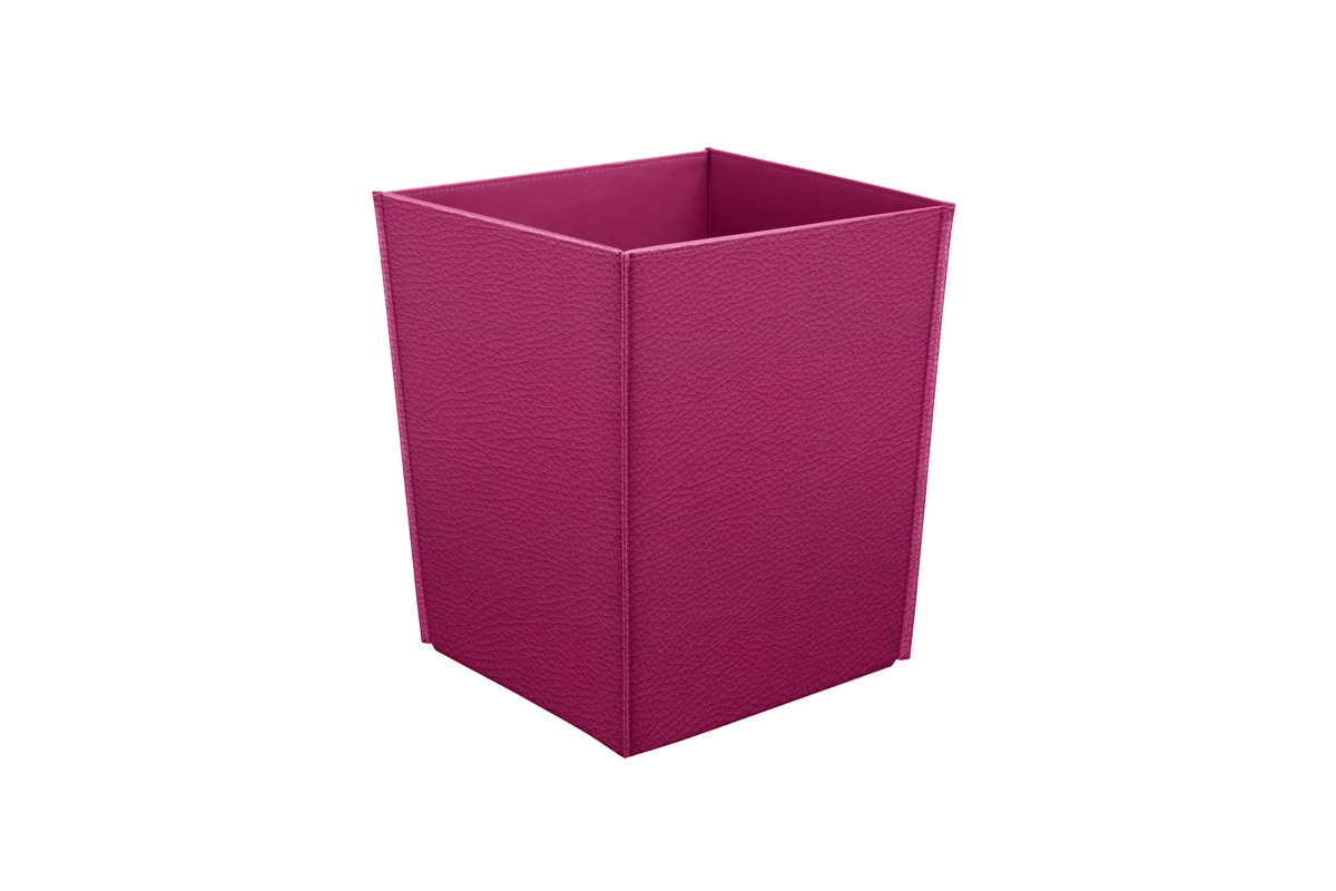 Square Paper Waste Basket - Fuchsia - Granulated Leather main product photo