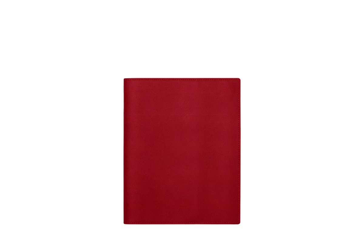 A5 Leather Notebook Cover - Red - Plant-Based Material