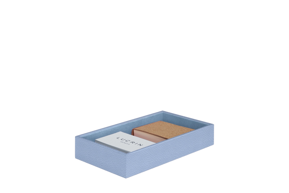 Boîte de Rangement (11 x 20 x 3,5 cm) - Bleu Arctique Pastel - Cuir Grainé main product photo