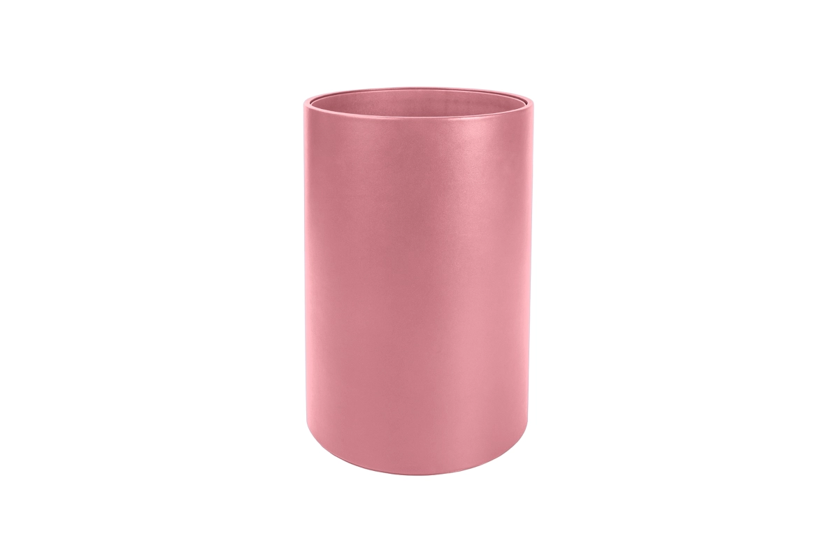 Round waste paper bin - Pink - Smooth Leather main product photo