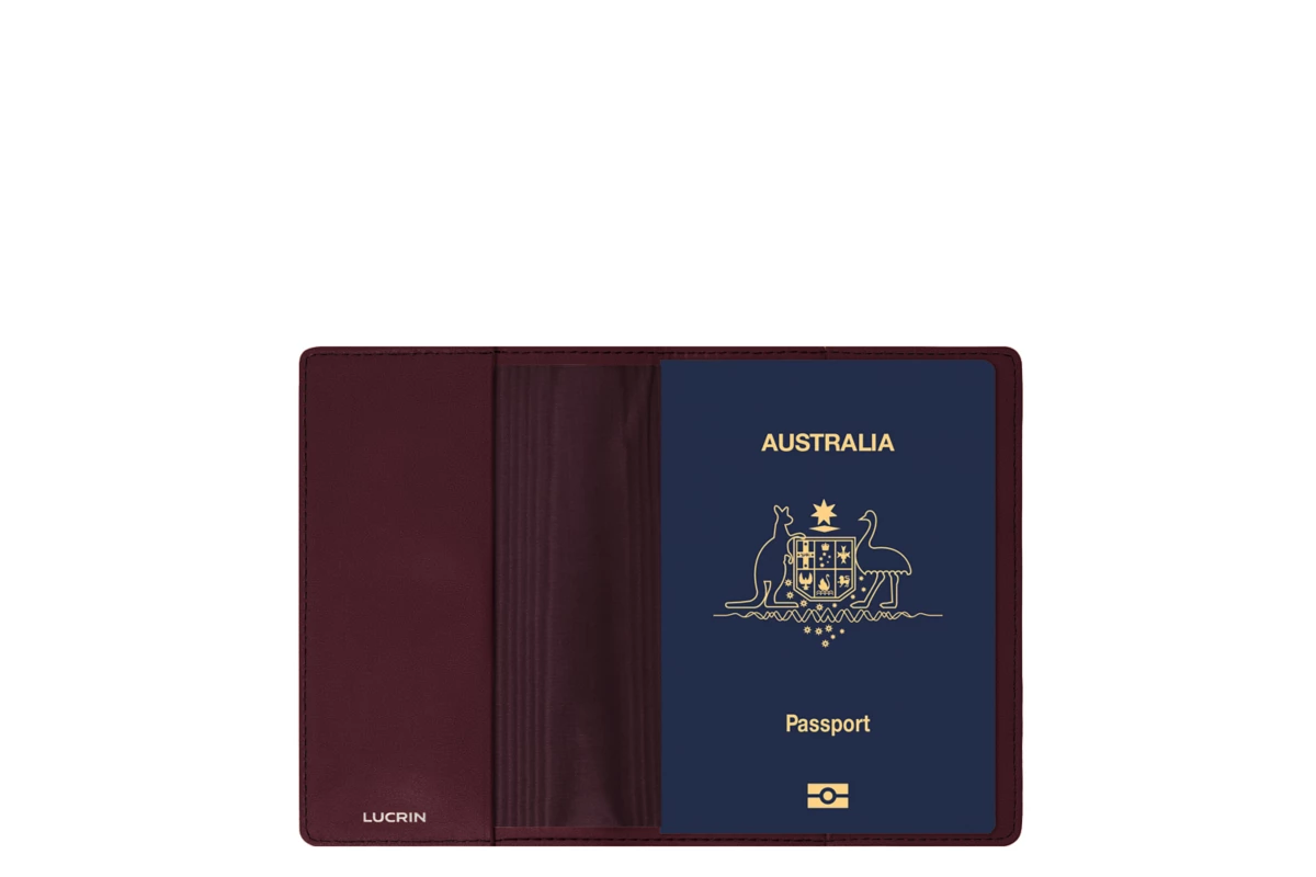 | Australian Passport Leather Cover - Burgundy - Plant-Based Material