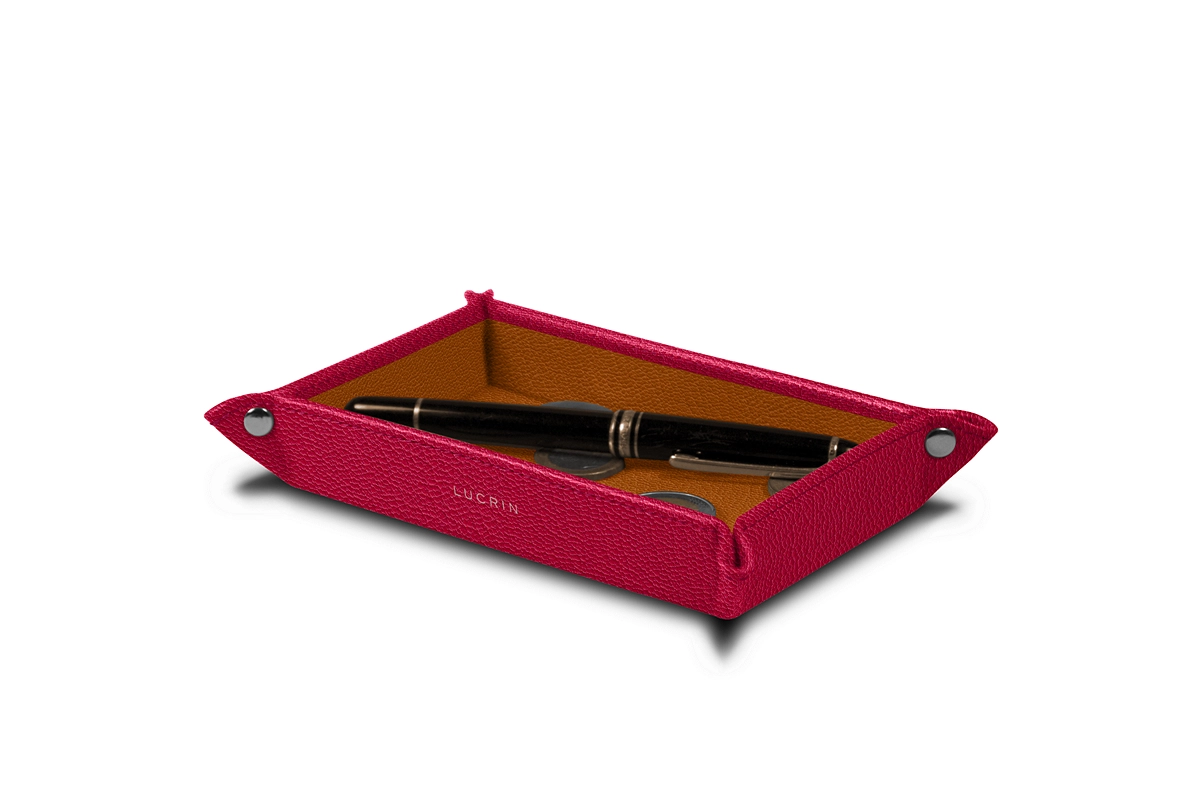 Rechteckige Zweifarbig Taschenleerer (17 x 11 x 2.5 cm) - Fuchsia-Orange - Ziegenleder main product photo