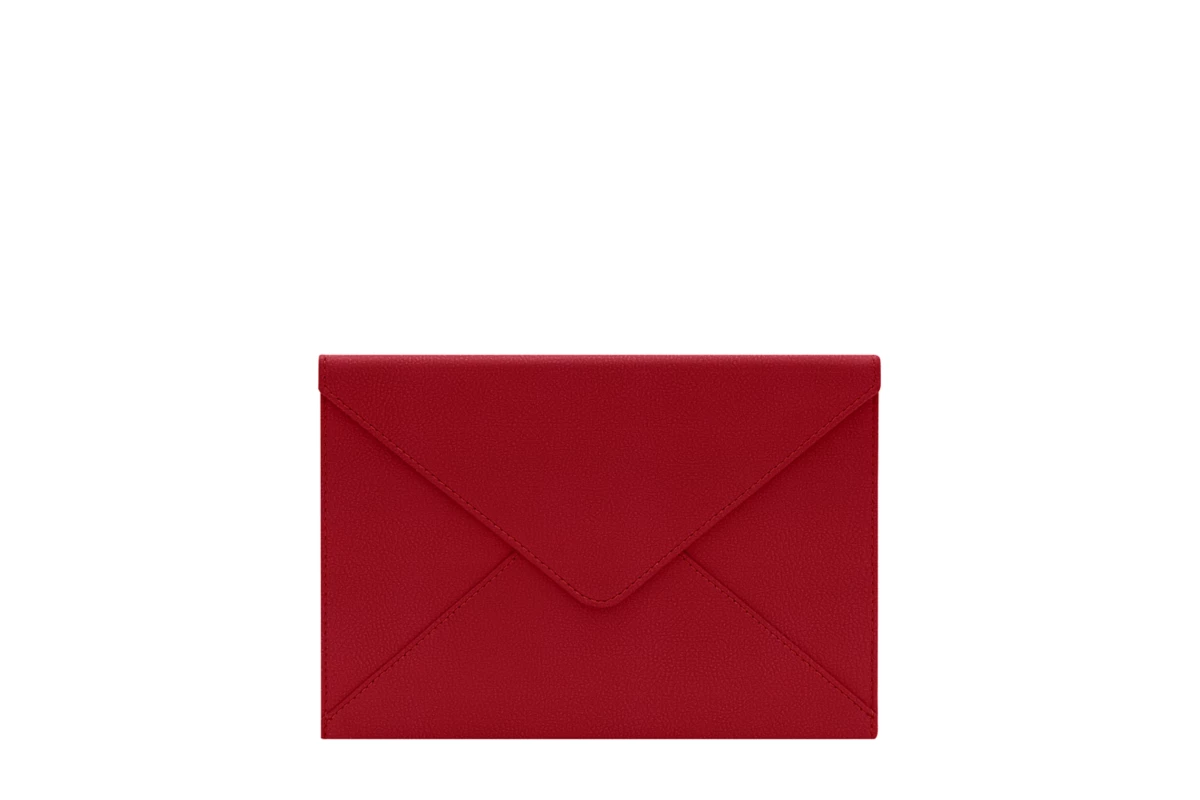 | Medium leather envelope - Red - Plant-Based Material