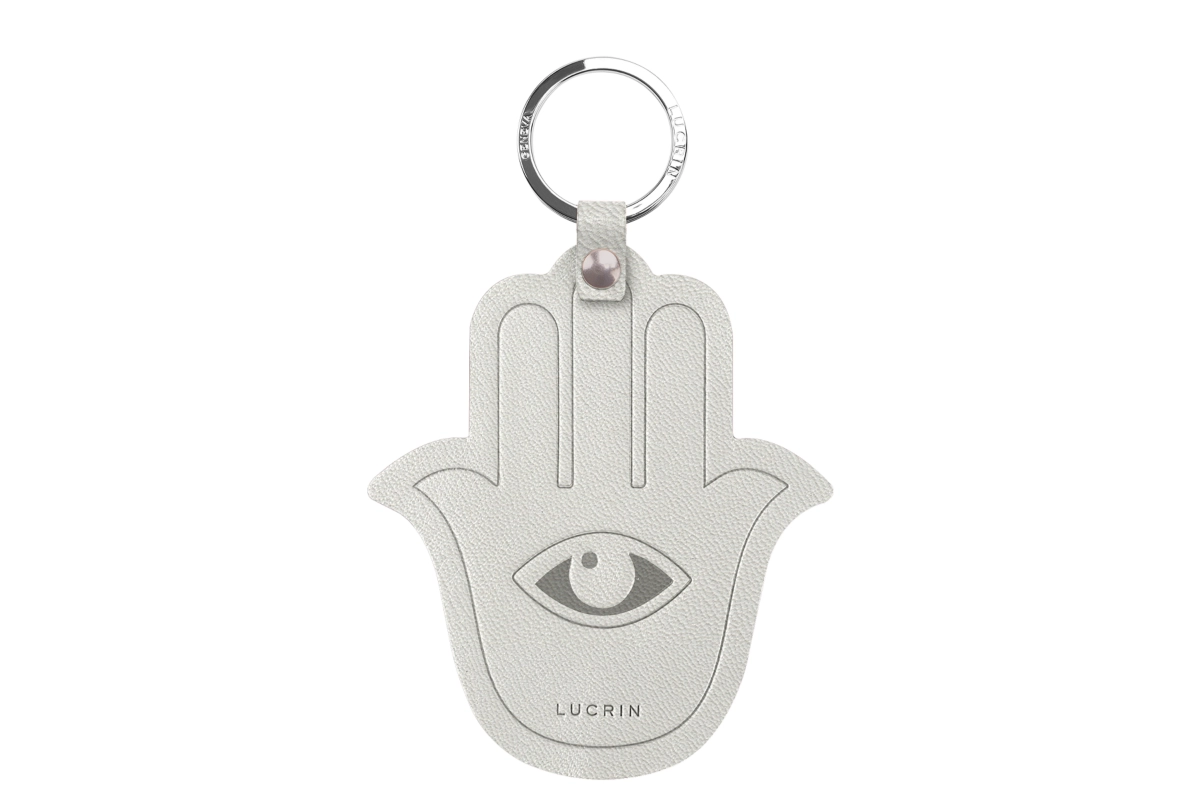 Hand der Fatima/Hamsa-Schlüsselanhänger - Weiß - Ziegenleder main product photo