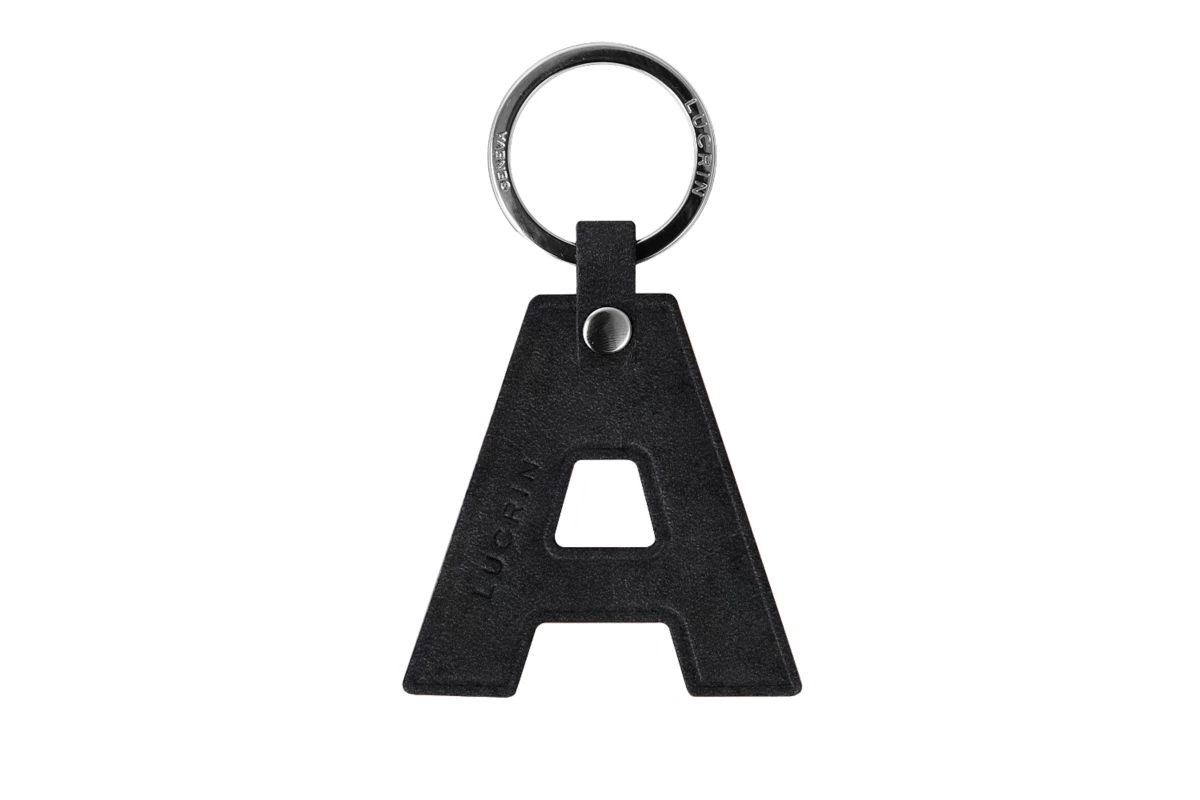 | Leather Alphabet Keychain by LUCRIN Geneva - Black - Vegetable Tanned ...