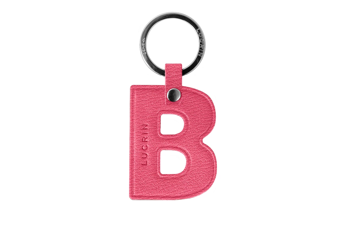 | Leather Alphabet Keychain by LUCRIN Geneva - Pink candy - Goat Leather