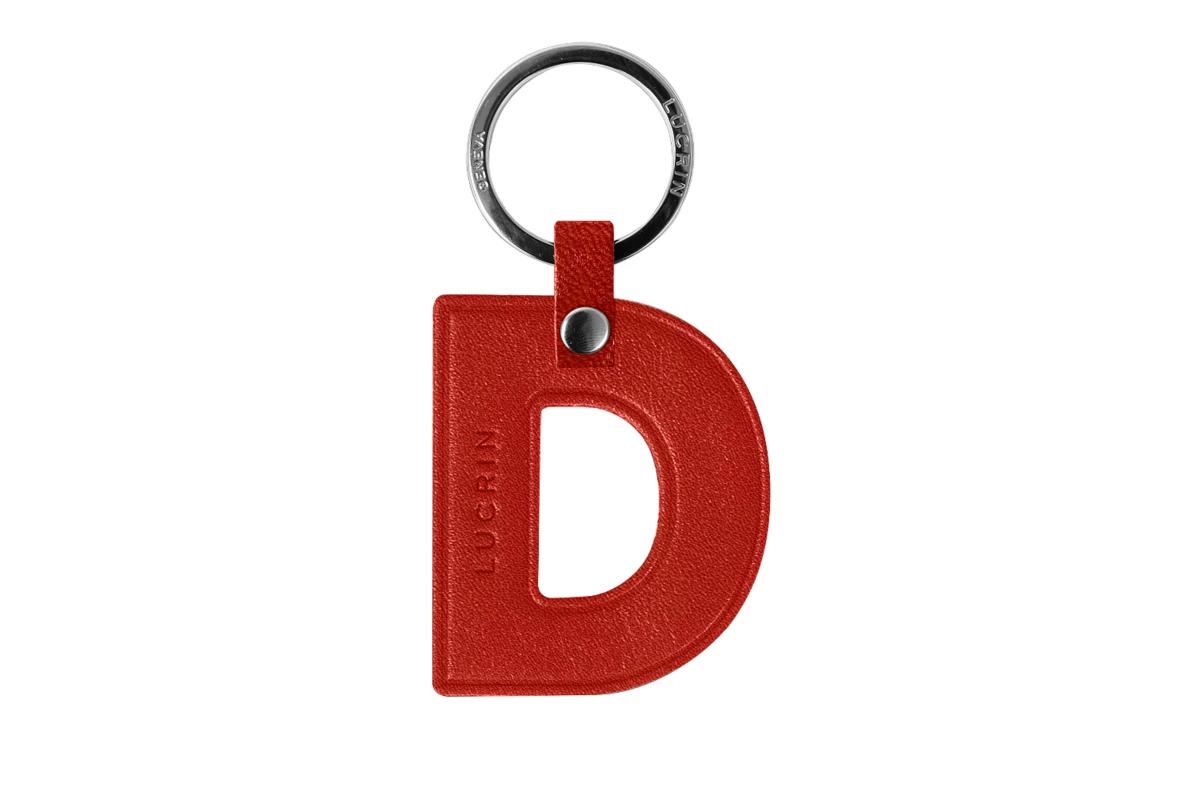 | Leather Alphabet Keychain by LUCRIN Geneva - Red - Goat Leather