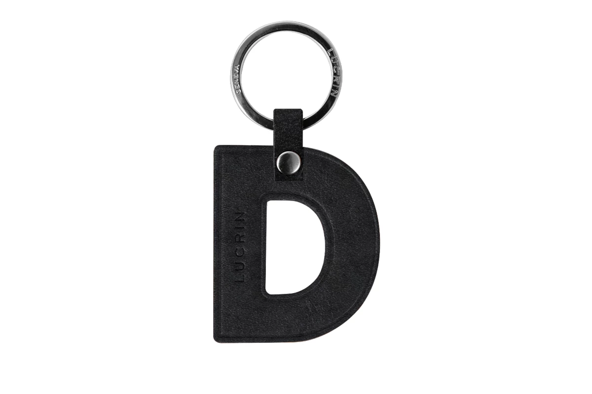 | Leather Alphabet Keychain by LUCRIN Geneva - Black - Vegetable Tanned ...