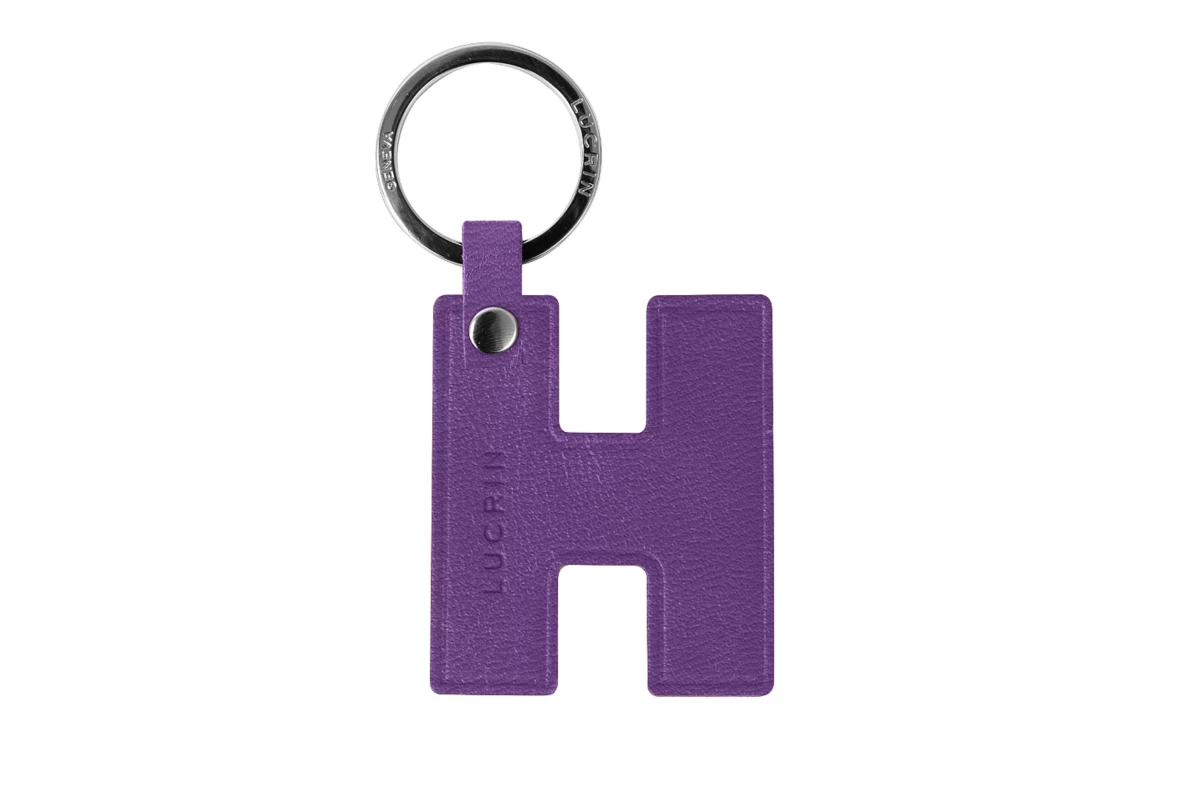 | Leather Alphabet Keychain by LUCRIN Geneva - Purple - Goat Leather
