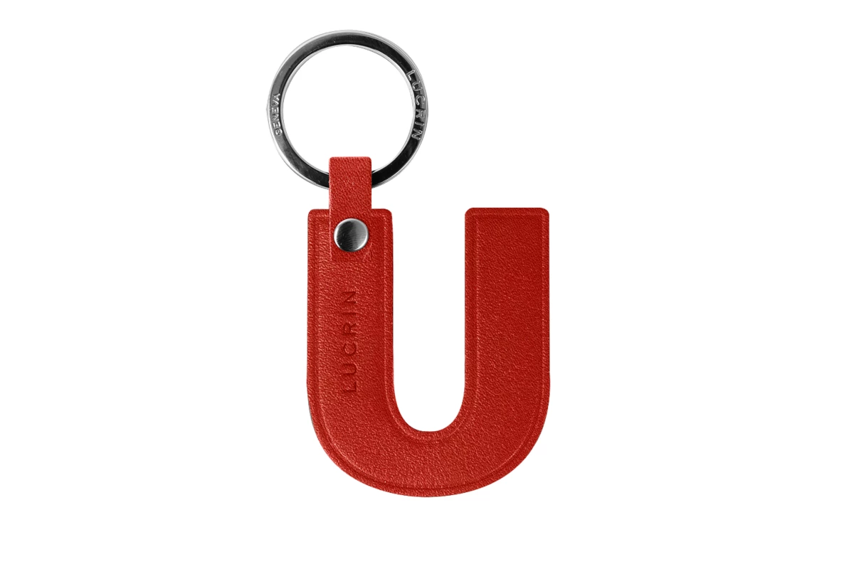 | Leather Alphabet Keychain by LUCRIN Geneva - Red - Goat Leather