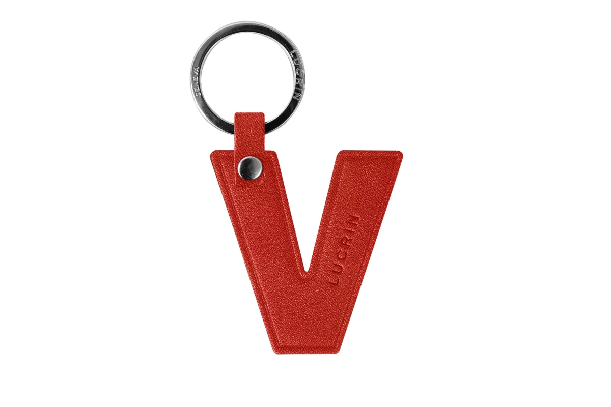 | Leather Alphabet Keychain by LUCRIN Geneva - Red - Goat Leather