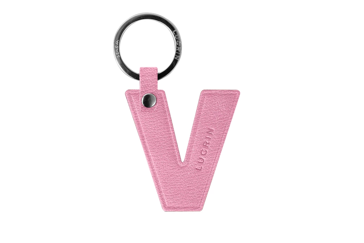 | Leather Alphabet Keychain by LUCRIN Geneva - Pink - Goat Leather