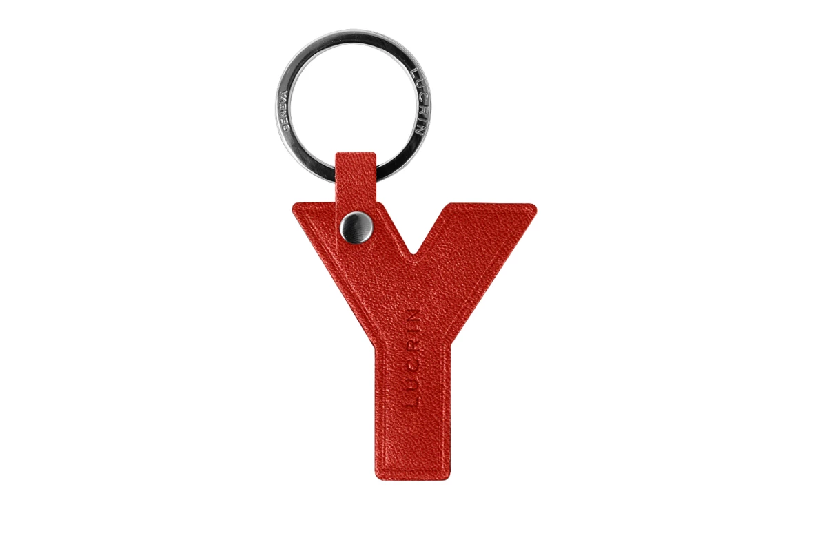 | Leather Alphabet Keychain by LUCRIN Geneva - Red - Goat Leather