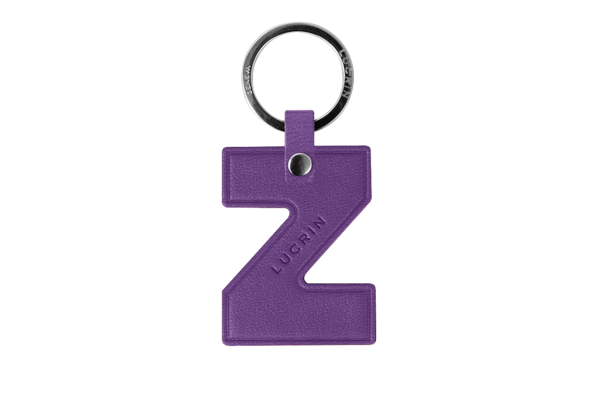 | Leather Alphabet Keychain by LUCRIN Geneva - Purple - Goat Leather